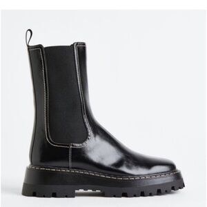 H&M lug sole contrast stitch Chelsea boots